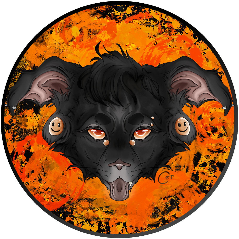 circular icon of a cat character with piercing jewelry